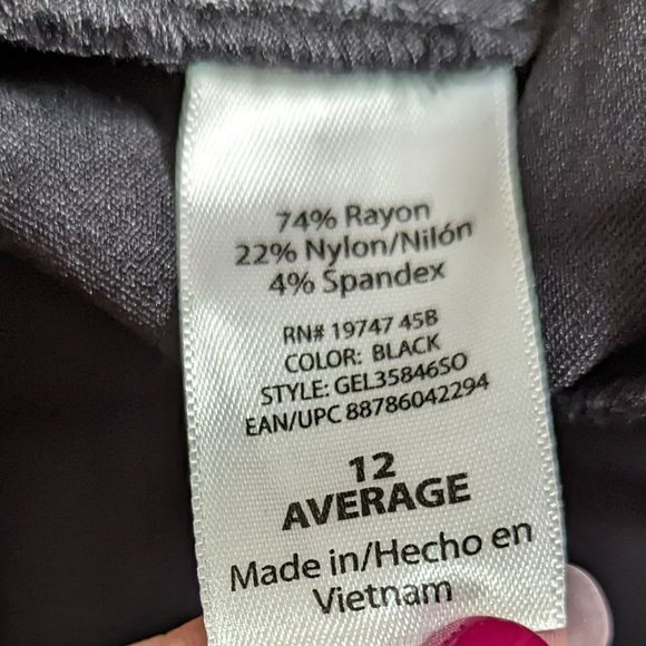 NWT George Millennium Black Straight Leg Pant Average Length Size 12 - Picture 14 of 15